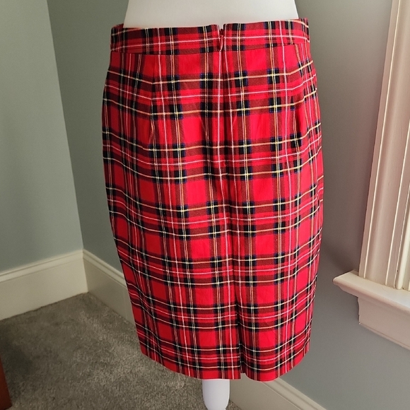 J. Crew Vibrant Red Plaid Pencil Skirt - Picture 3 of 7